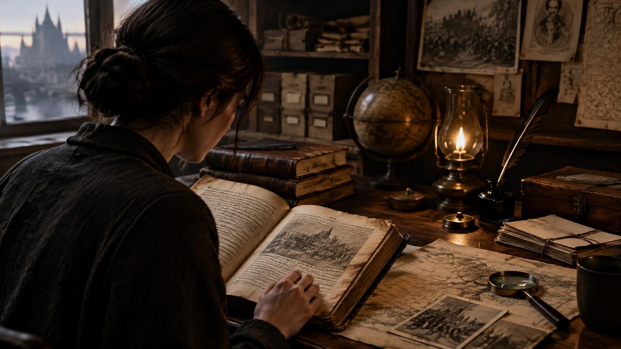 person reading old book