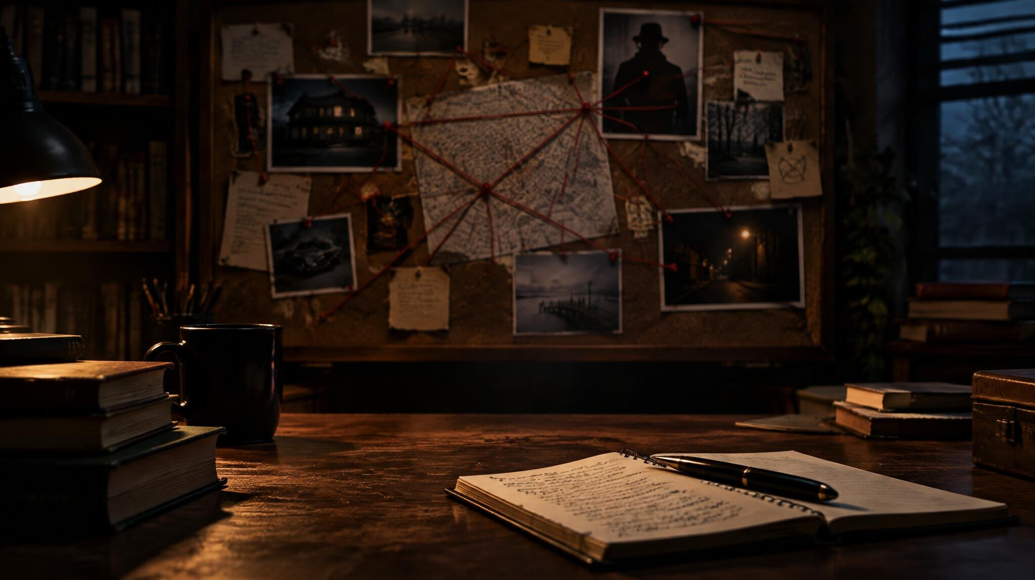 clue board with strings