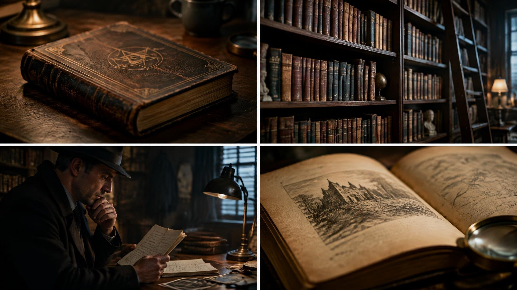 old mystery book on table