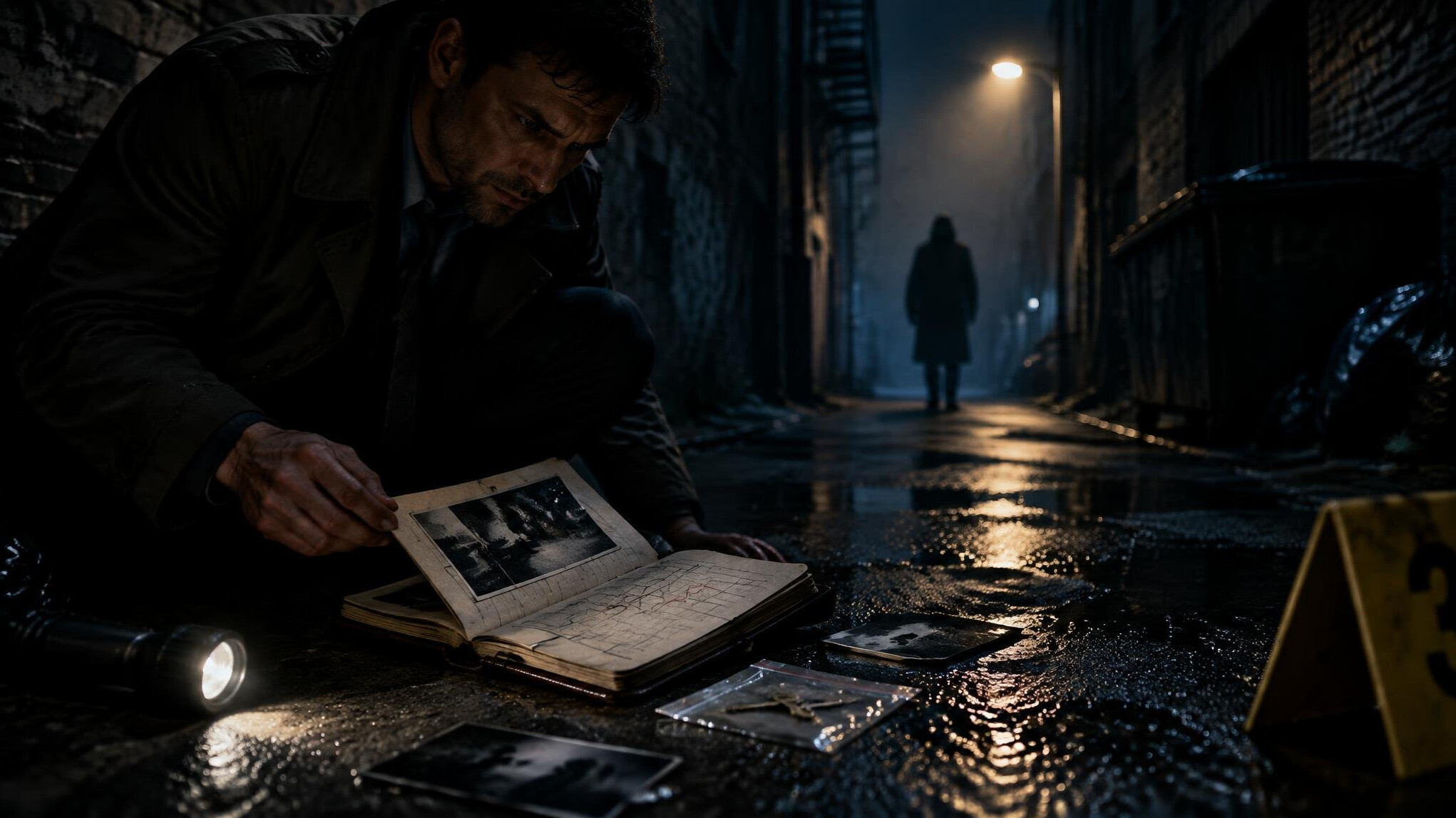dark alley night scene